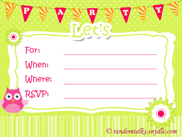 Free Printable Birthday Invitations - Random Talks