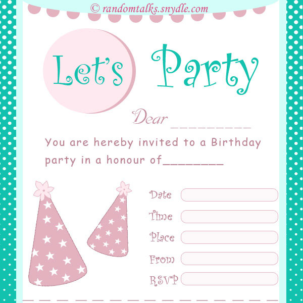 Free Printable Birthday Invitations - Random Talks